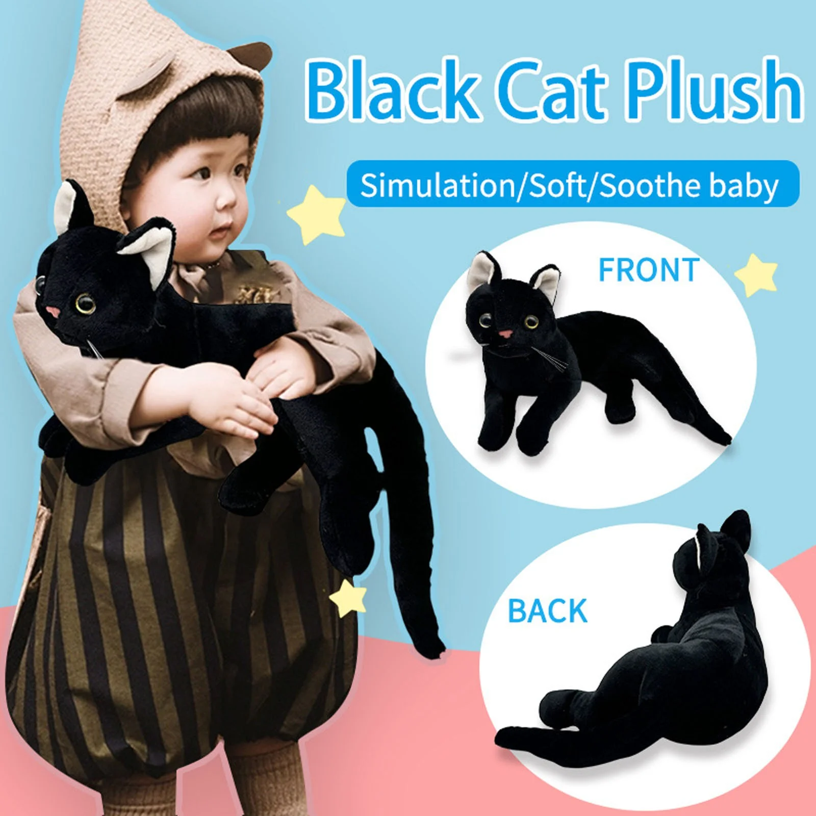 Black Cat Plush Toys,Soft Sensory Stuffed Dolls