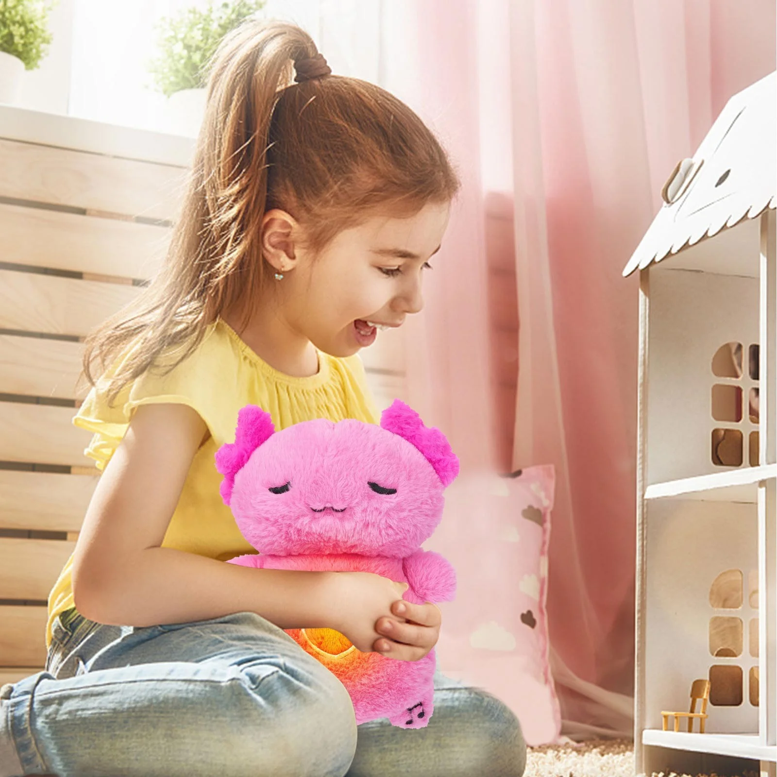 Baby Sound Machine Soothe Stuffed Plushie Toys,Cute Sensory Breathing Dolls