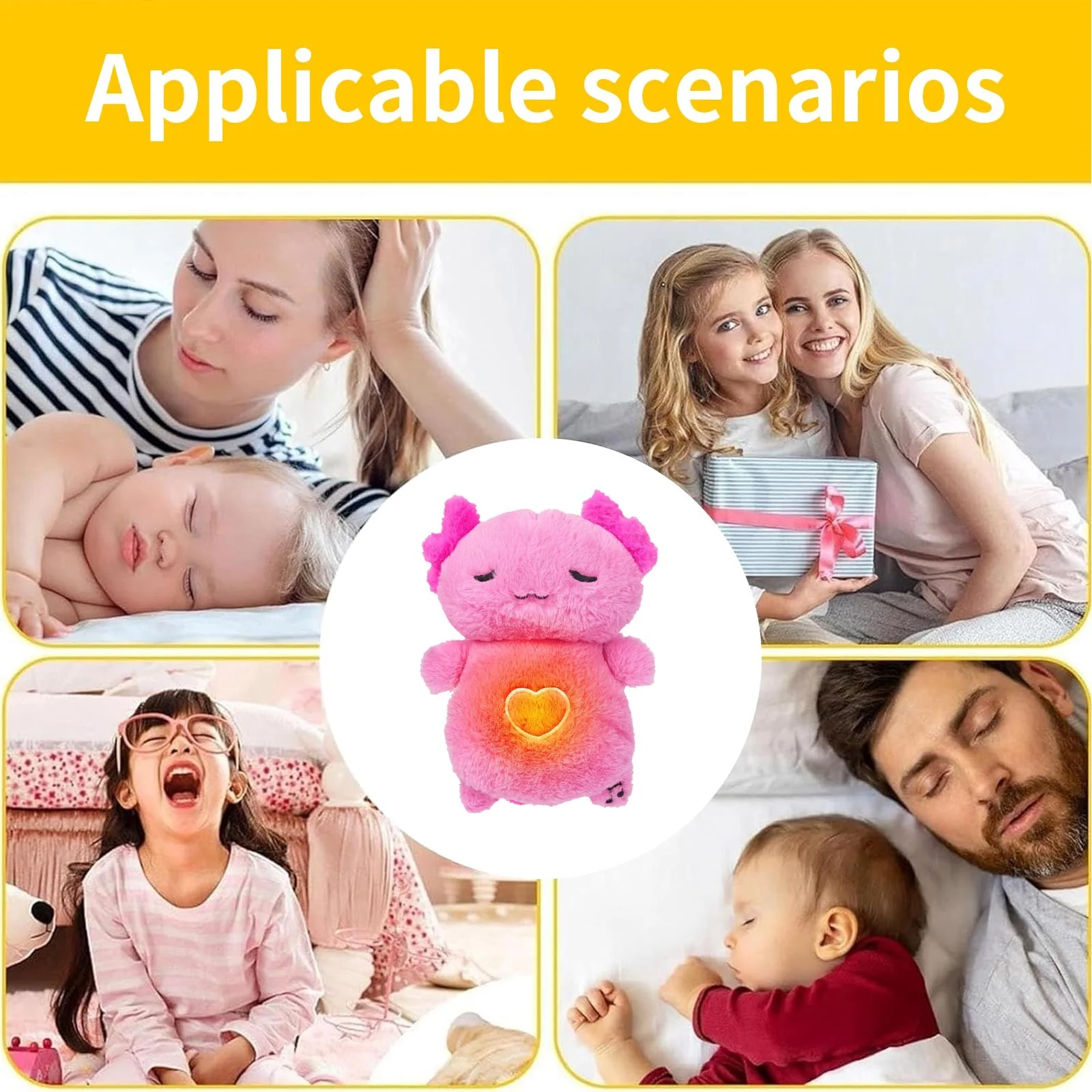 Baby Sound Machine Soothe Stuffed Plushie Toys,Cute Sensory Breathing Dolls
