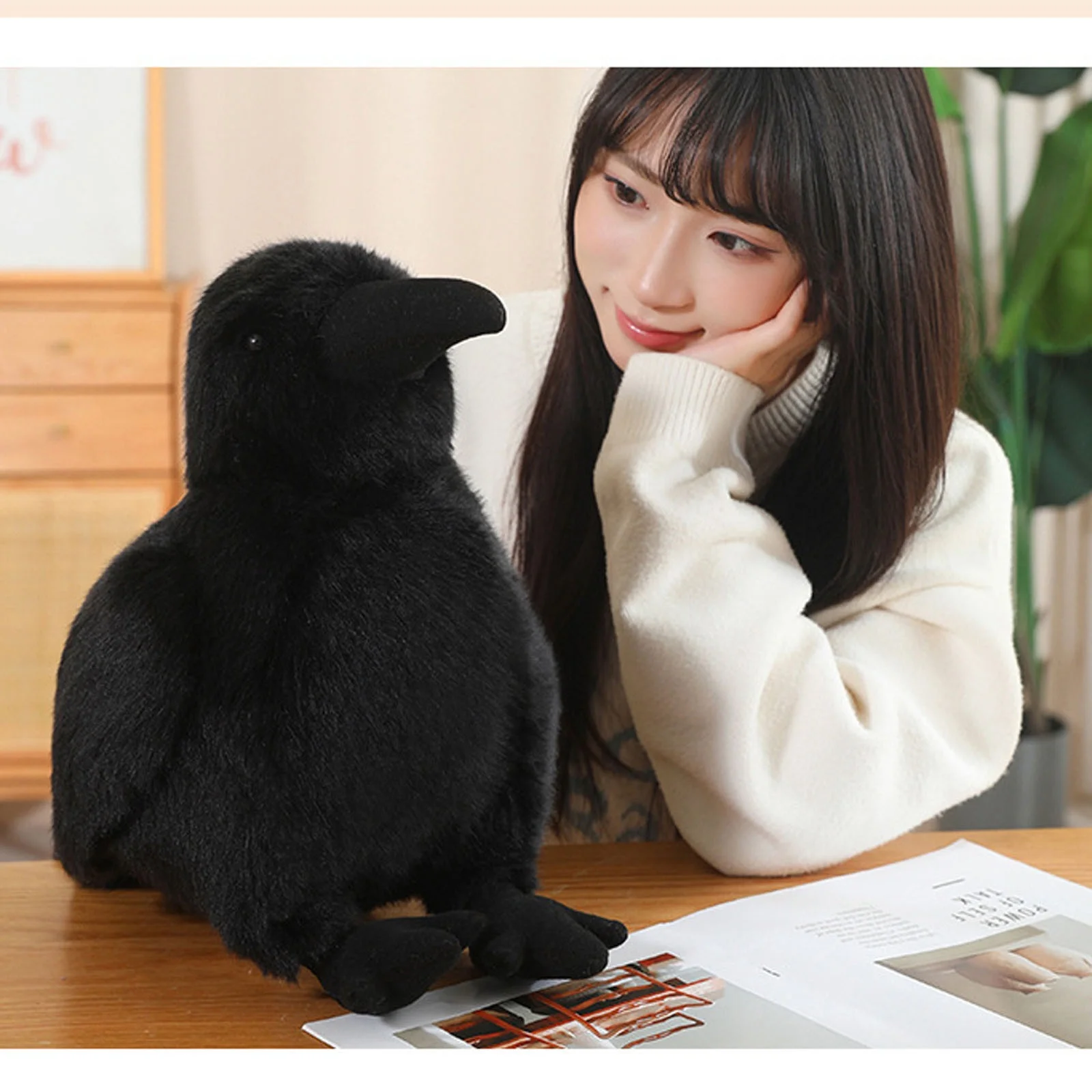 Cute Crow Plush Toys,Cute Black Raven Stuffed Animal Plush Soft Bird Dolls