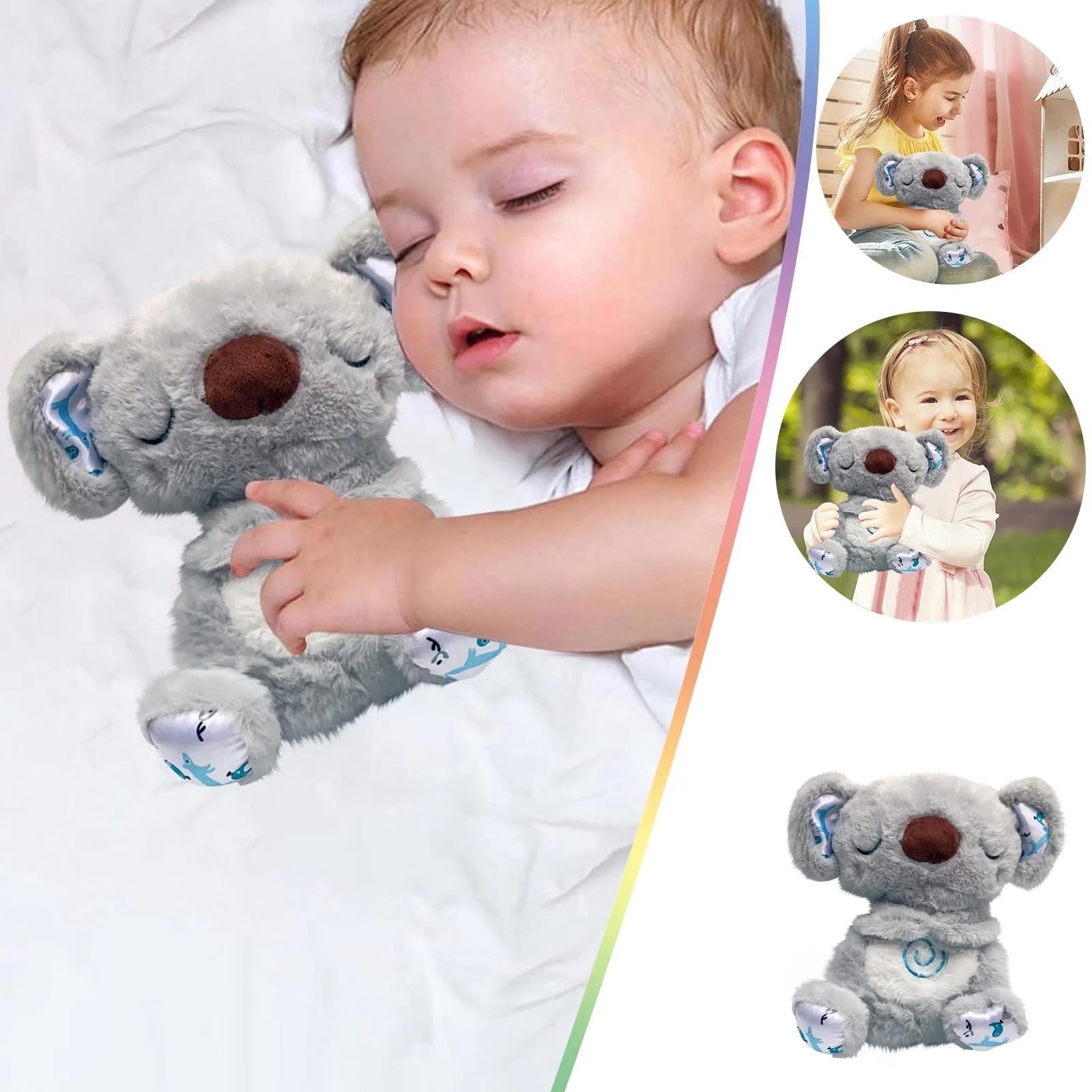 Cute Koala Plush Toys,Sound Machine Soothe Breathing Snuggle Koala Plush Dolls