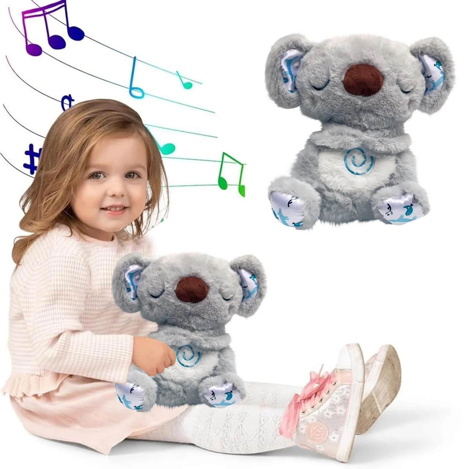 Cute Koala Plush Toys,Sound Machine Soothe Breathing Snuggle Koala Plush Dolls
