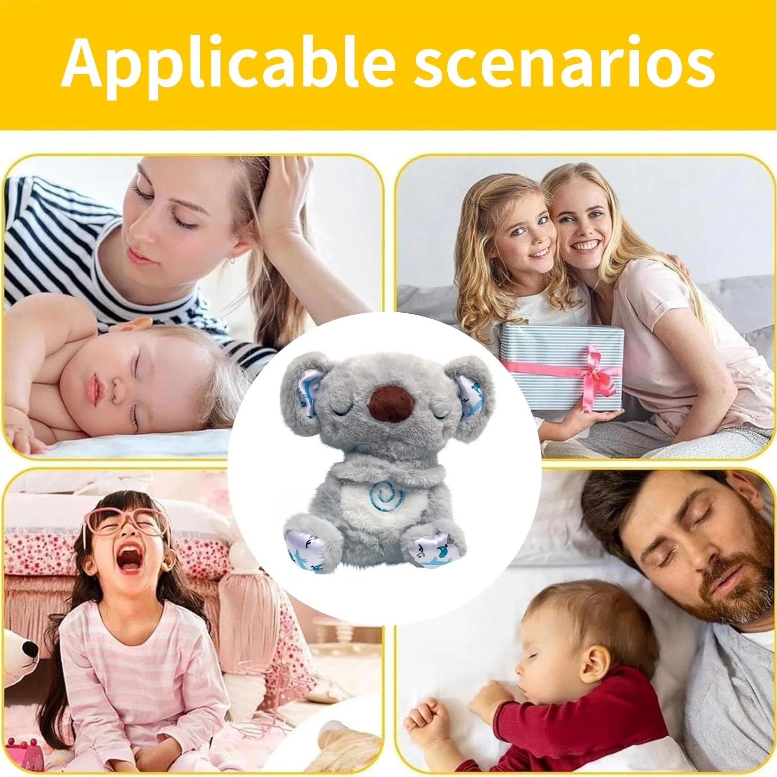 Cute Koala Plush Toys,Sound Machine Soothe Breathing Snuggle Koala Plush Dolls