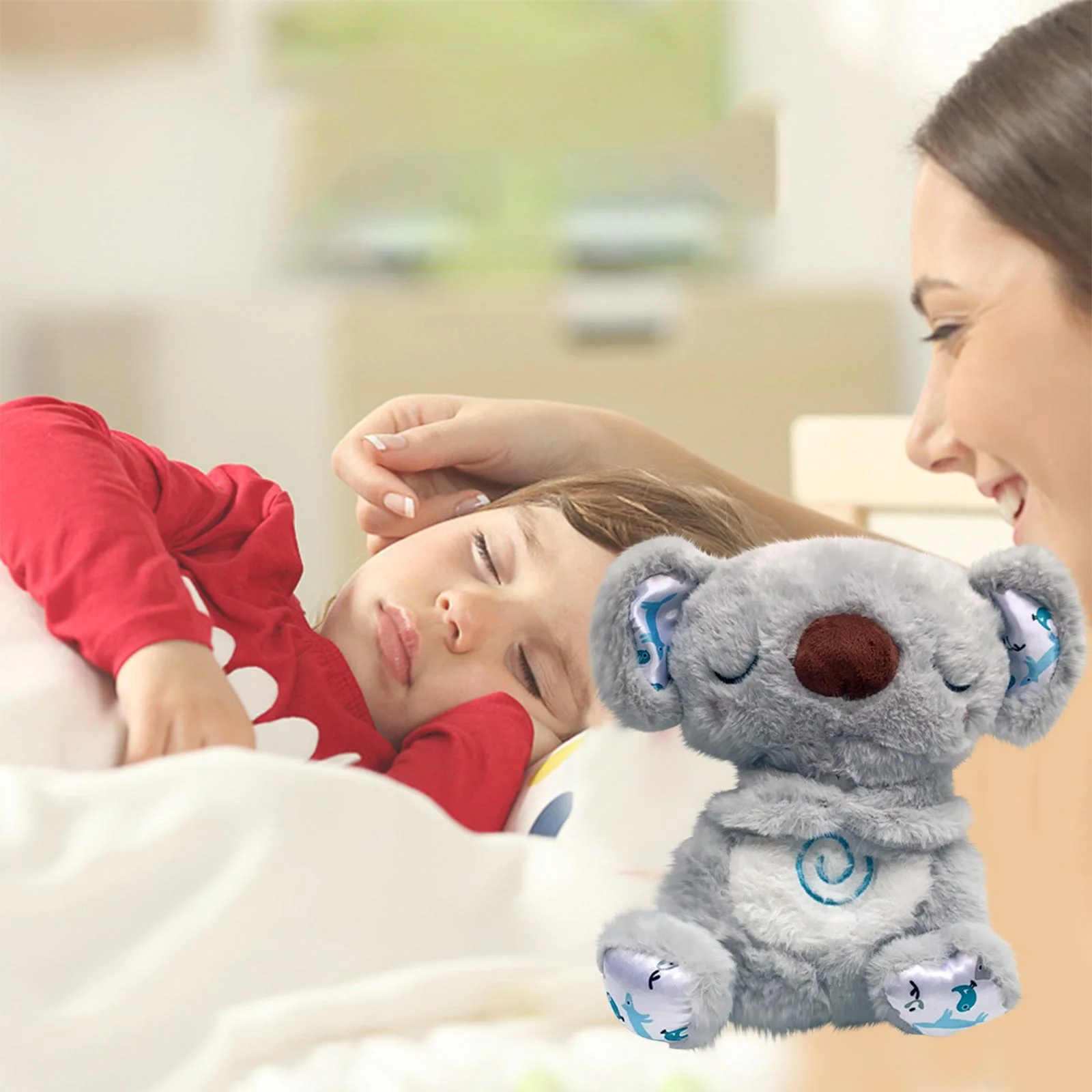 Cute Koala Plush Toys,Sound Machine Soothe Breathing Snuggle Koala Plush Dolls