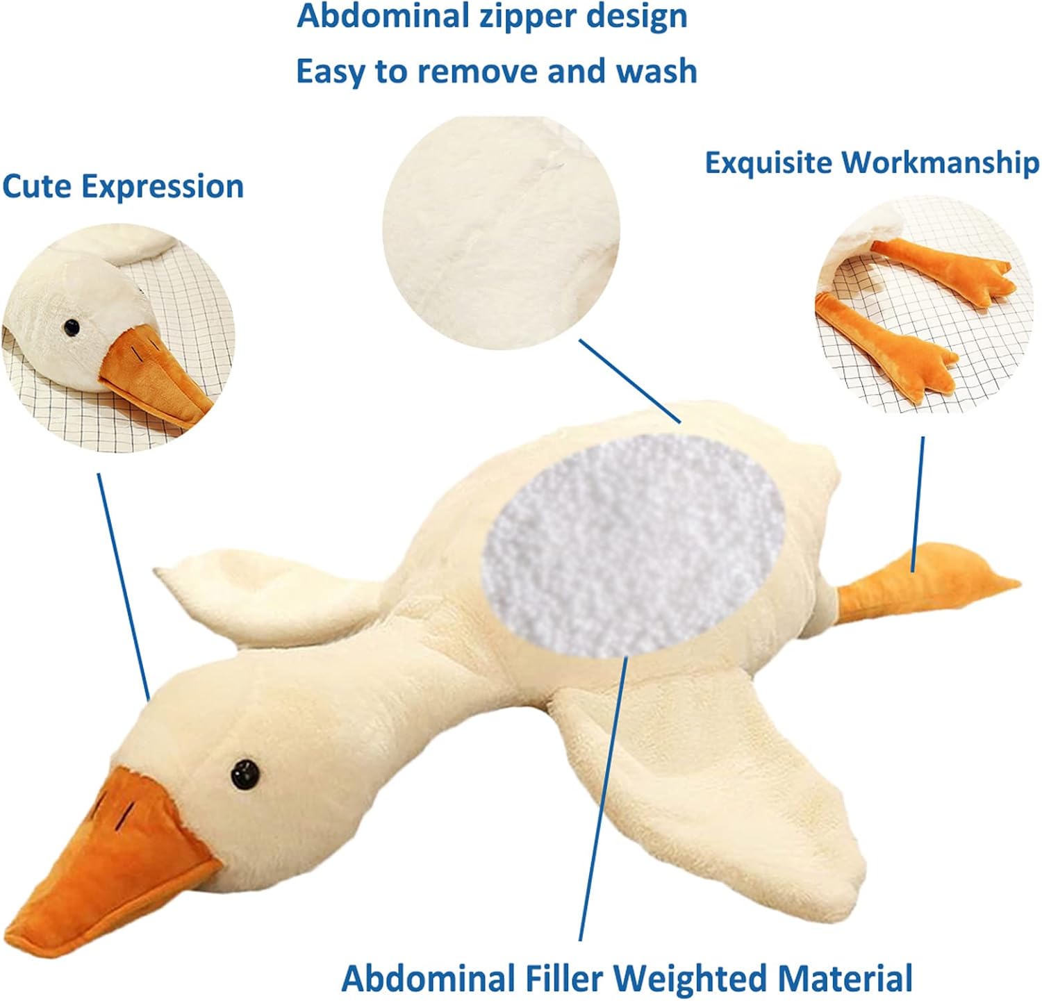 Swan Stuffed Animal, 35.43inch 5.5 lbs Weighted Stuffed Animals