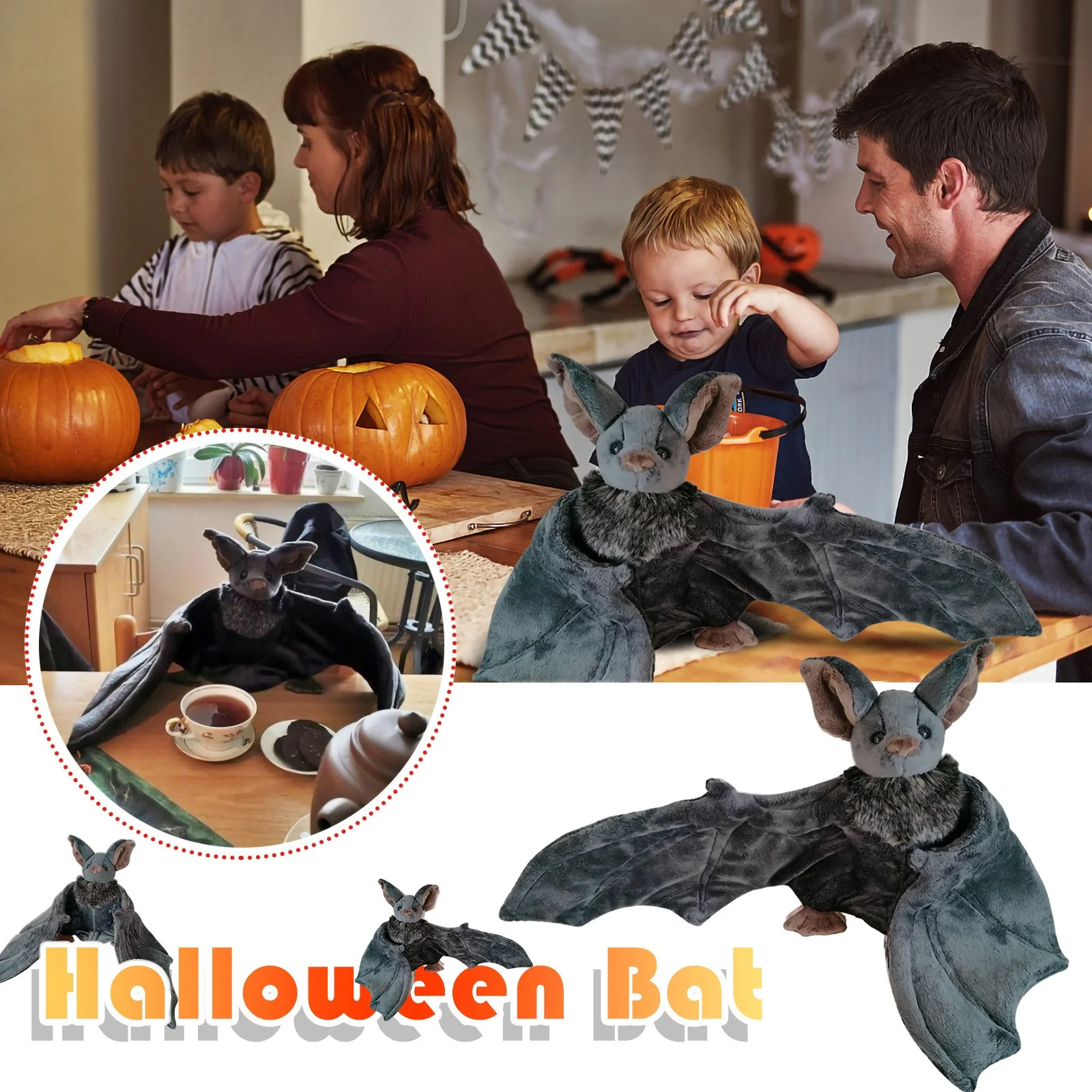 Bat Plush Toys,Soft Stuffed Animal Lifelike Bats Plushie Doll