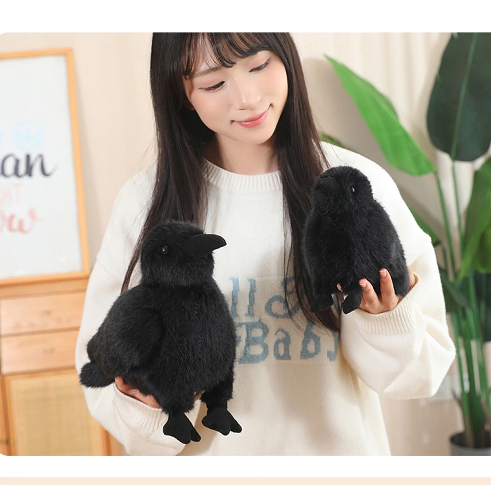 Cute Crow Plush Toys,Cute Black Raven Stuffed Animal Plush Soft Bird Dolls